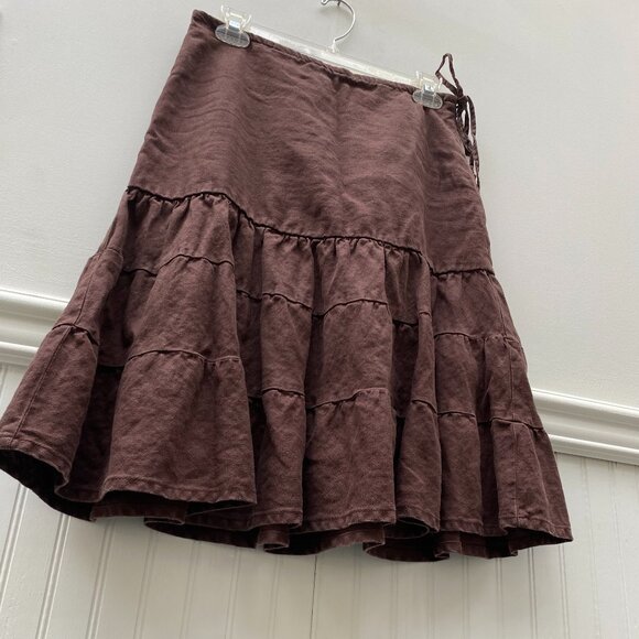 GAP Dresses & Skirts - Gap Brown Linen Tiered Skirt size 1 boho layered